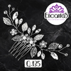 Peineta plateada floral con perlas