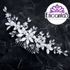 Peineta plateada floral con perlas