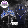 Set collar, aretes y corona en Plateado con Azul