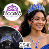 Set collar, aretes y corona en Plateado con Azul