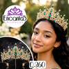 Corona para Quinceañera Dorada con Verde