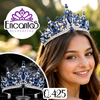 Corona para Quinceañera Plateada con Azul