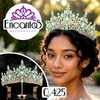 Corona para Quinceañera Dorada con Verde Menta