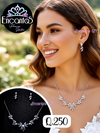 Set collar y aretes plateado con azul