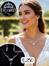 Set collar y aretes plateado de flores