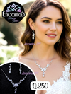 Set collar y aretes plateado de flores