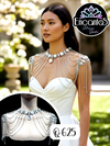 Joya de hombros plateada con cristales