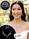 Set collar y aretes plateado con azul