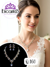 Set collar y aretes plateado con azul