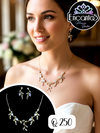 Set collar y aretes plateado con diamantes azules