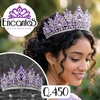 Corona para Quinceañera Plateada con Lila