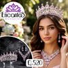 Set collar, aretes y corona en Plateado con Rosado
