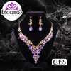 Set collar y aretes Dorados con Lila