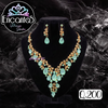 Set collar y aretes Dorados con Verde Menta