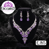Set collar y aretes Plateados con Lila