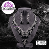 Set collar y aretes Plateados con Negro