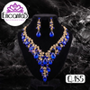 Set collar y aretes Dorados con Azul