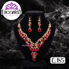 Set collar y aretes Dorados con Rojo