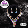 Set collar y aretes Dorados con Tornasol