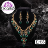 Set collar y aretes Dorados con Verde