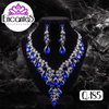 Set collar y aretes Plateados con Azul