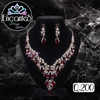 Set collar y aretes Plateados con Corinto