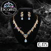 Set collar y aretes Dorados con Celeste