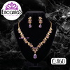 Set collar y aretes Dorados con Lila
