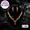 Set collar y aretes Dorados con Rojo