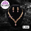 Set collar y aretes Dorados con Rosado