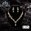 Set collar y aretes Dorados con Verde Menta