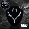Set collar y aretes Plateados con Celeste