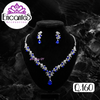 Set collar y aretes Plateados con Azul Oscuro