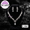 Set collar y aretes Plateado con Blanco