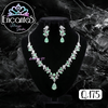 Set collar y aretes Plateado con Verde Menta