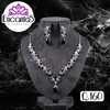Set collar y aretes Plateado con Negro